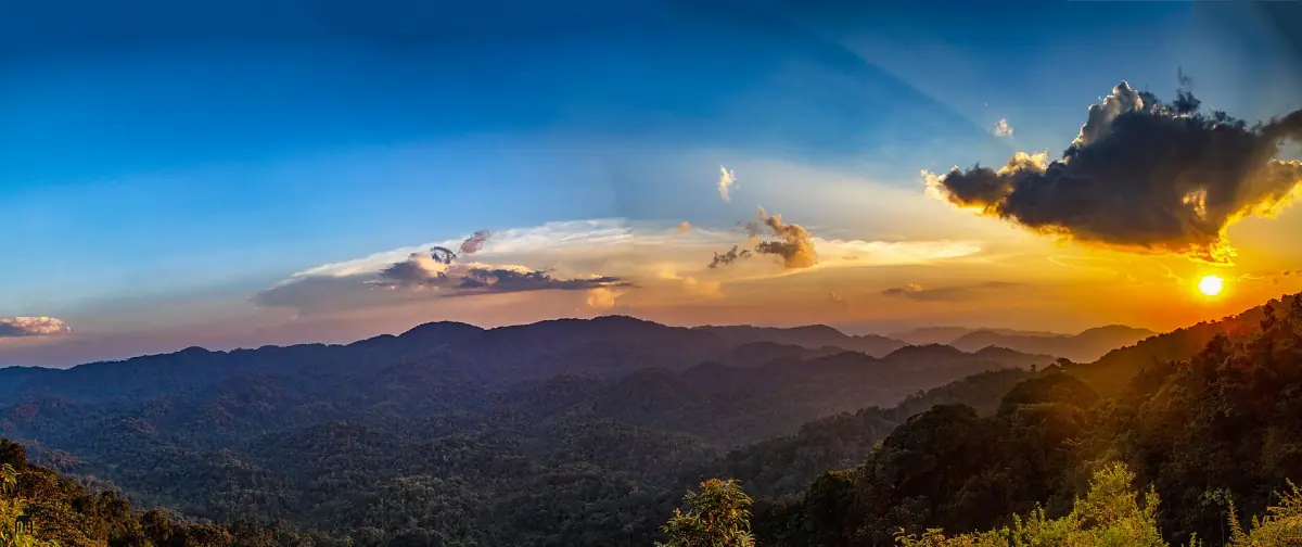 Les collines de la forêt de Nyungwe au coucher du soleil